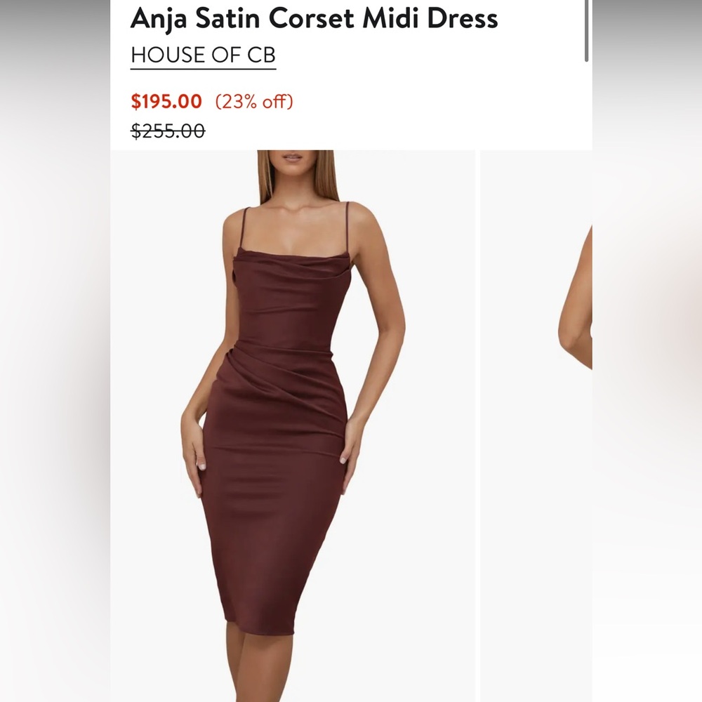 House of CB Burgundy Satin Corset Dress